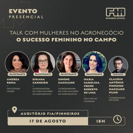 FIA realiza evento para divulgar “Mulheres no Agronegócio”, da Editora Leader